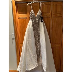 Johnathan Kayne Beaded Gown with Overskirt